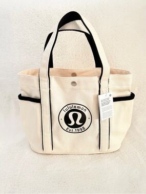 Lululemon Daily Multi-Pocket Mini Canvas Tote with Black Trim